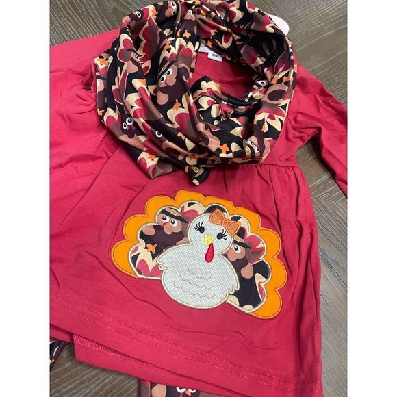 Boutique Ruby Red Turkey Thanksgiving 3 Piece Outfit - XXXS(3/6mos) - Picture 8 of 8